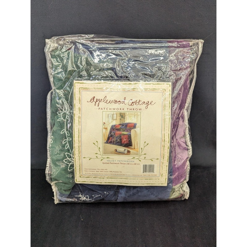 Applewood Cottage Patchwork Throw Velvet Patchwork 50"x60" GrannyCore Cottage